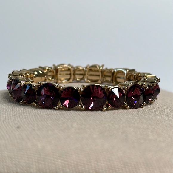 Tasha Gold Plate Bracelet with Purple Crystal Stones - Picture 2 of 4